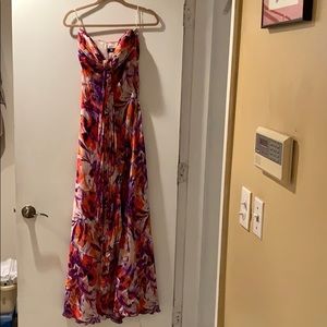Floral strapless gown